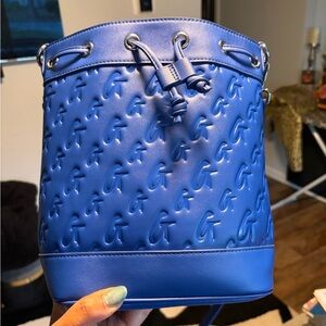 Blue Embossed Bucket Bag